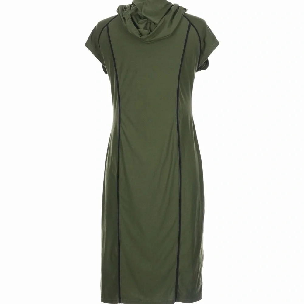 No Boundaries Olive Green Half-Zip Hooded Midi Dress-Juniors L (11–13)| Like New